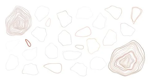Set of irregular organic shapeles linear elements. Topografy uneven circles and Stock Illustration