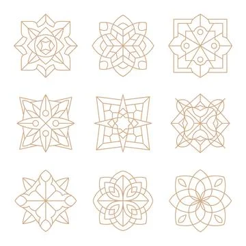 Set of islamic arabic geometric line icons set collection in gold. Perfect .. 스톡 일러스트