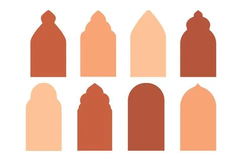 Set islamic arch frames, minimal boho borders, windows, arabic isolated on white イラスト素材