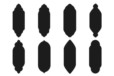 Set islamic arch frames, window or door silhouette, simple geometric border Illustrazione stock