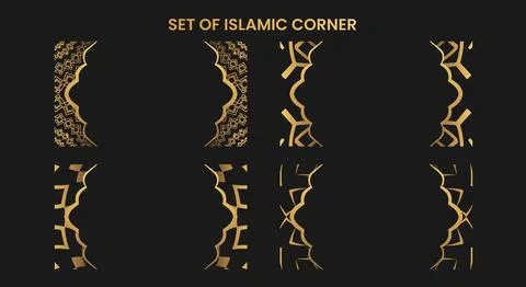 Set of islamic corner element Stock Illustration