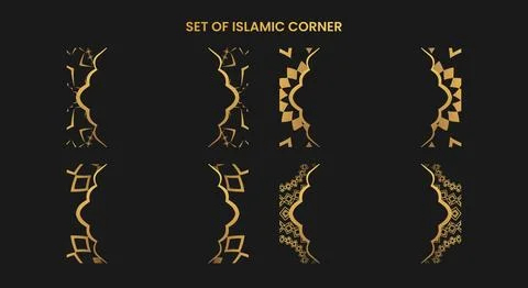 Set of islamic corner element Stock Illustration
