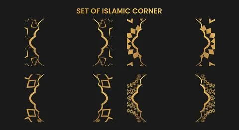 Set of islamic corner element Stock Illustration