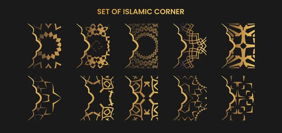 Set of islamic corner element Stock Illustration