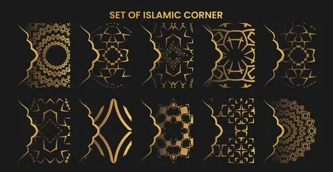 Set of islamic corner element Stock Illustration