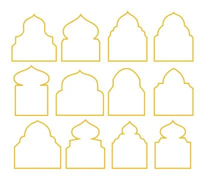 Set of Islamic Frame border for muslim decoration event, icons element coll.. Stock Illustration