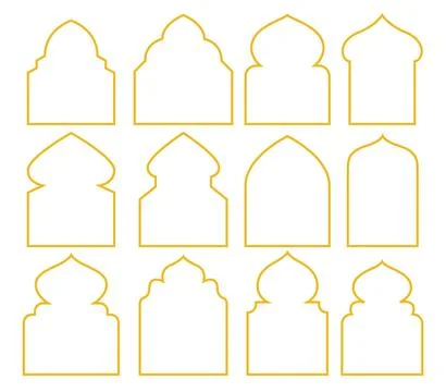 Set of Islamic Frame border for muslim decoration event, icons element coll.. Illustrazione stock