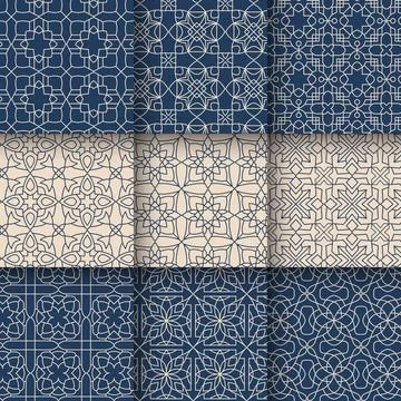 Set of Islamic geometric seamless patterns set collection, Elegant arabesqu.. 스톡 일러스트