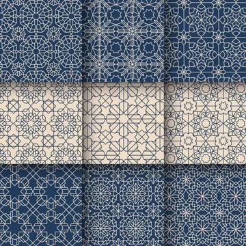 Set of Islamic geometric seamless patterns set collection, Elegant arabesqu.. Illustrazione stock