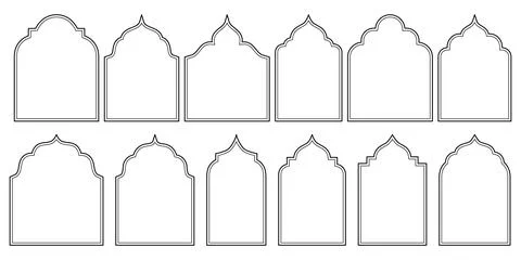 Set of Islamic Shape Illustrations, outline vectors. Versatile Elements for I Stock Illustration