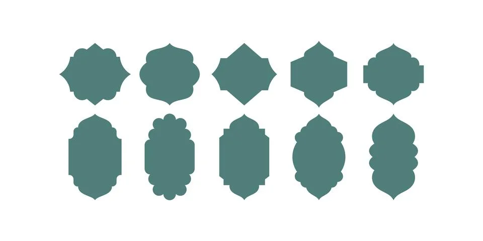 Set of Islamic shape Silhouette border islamic arabic luxury With Colore out Stock Illustration