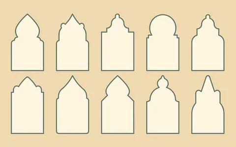 Set of Islamic window and door frames Stock Illustration