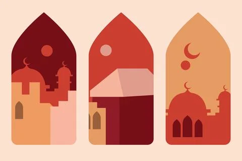 Set of Islamic window for eid al fitr. Vector illustration Stock Illustration