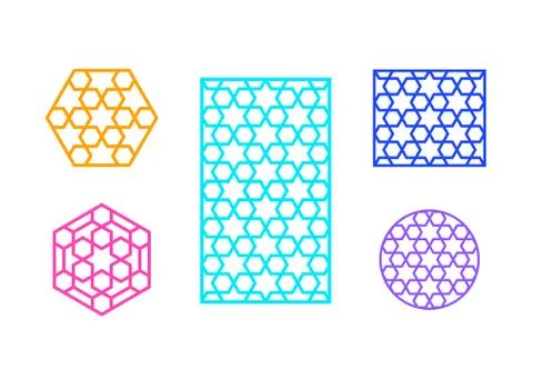 Set of Islamic window frame, vector art Stock Illustration