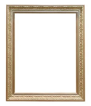 Set of isolated art empty frames in golden and silver color Stock Photos