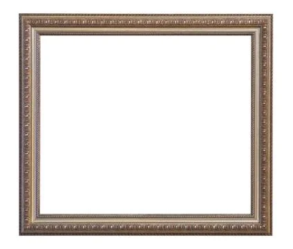Set of isolated art empty frames in golden and silver color Stock Photos