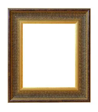 Set of isolated art empty frames in golden and silver color 스톡 사진