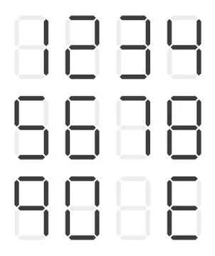 Set of isolated black digital numbers Stock Illustration