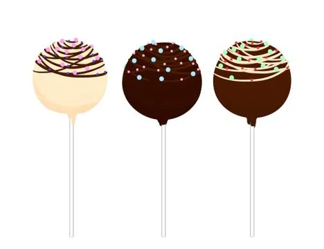 Set of isolated Cake Pops Stock Illustration