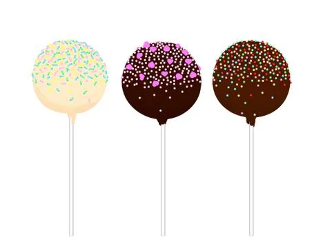 Set of isolated Cake Pops Stock Illustration