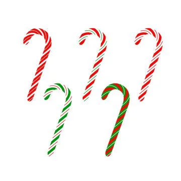 Set of Isolated Candy Canes on white Background. Christmas Candy. Vector Illu Stock Illustration