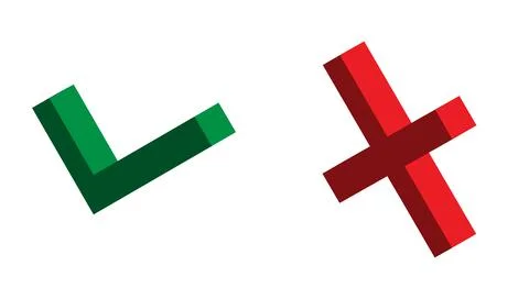 Set of isolated Check and cross mark, yes and no symbol vector illustration, Stock Illustration