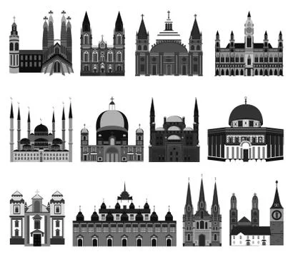Set of isolated churches Stock Illustration