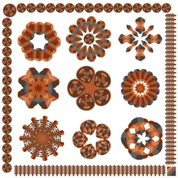 Set of isolated circular patterns Stock Illustration