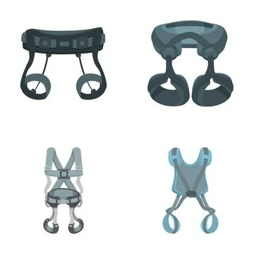 Set of isolated climbing harness illustrations Illustrazione stock