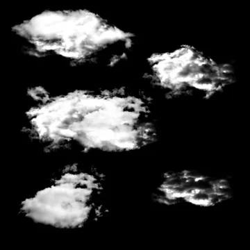 Set of isolated clouds on a black background. イラスト素材