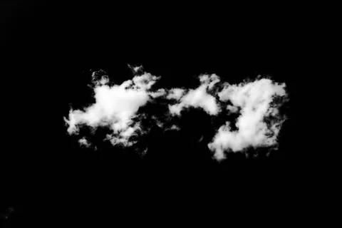 Set of isolated clouds over black background. Design elements. White isolat.. Foto stock