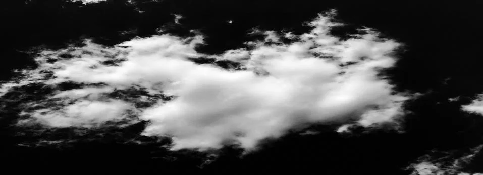 Set of isolated clouds over black background. Design elements. White isolat.. Fotos Stock
