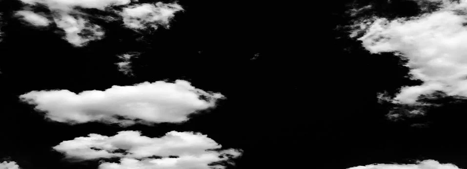 Set of isolated clouds over black background. Design elements. White isolat.. Fotos Stock