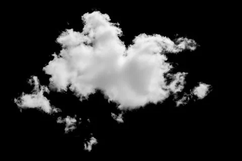 Set of isolated clouds over black. Foto stock
