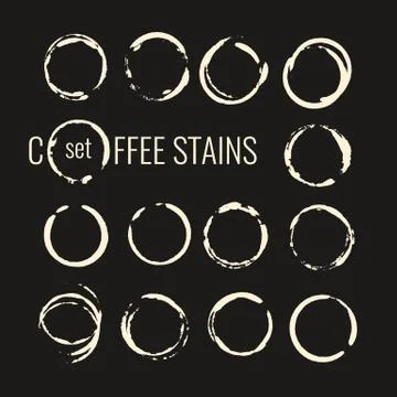 Set of isolated coffee stains. Stock Illustration