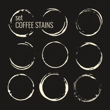 Set of isolated coffee stains. Stock Illustration
