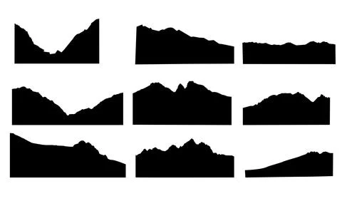 Set of isolated contour mountains Stock Illustration