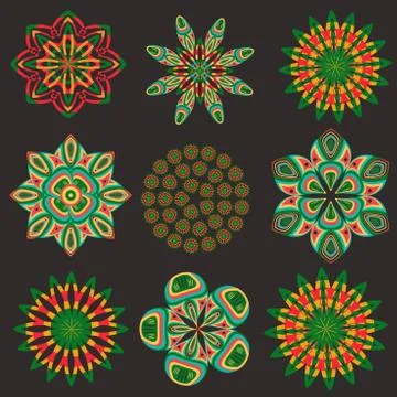 Set isolated of decorative floral elements Stock Illustration