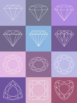 Set of isolated diamonds Stock Illustration