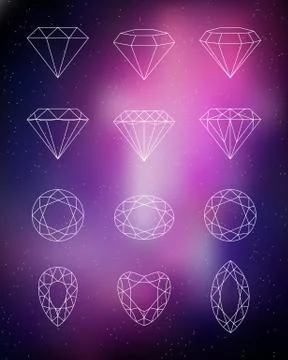 Set of isolated diamonds Stock Illustration