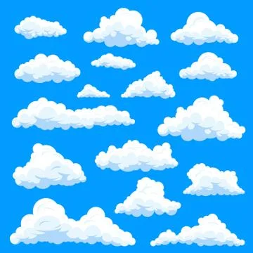 Set of isolated eddy or clouds at sky Stock Illustration
