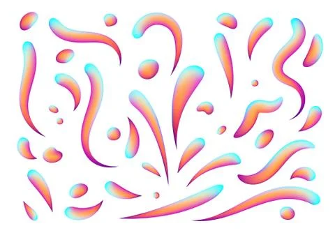 Set isolated elements of holographic chameleon design palette of shimmering Stock Illustration