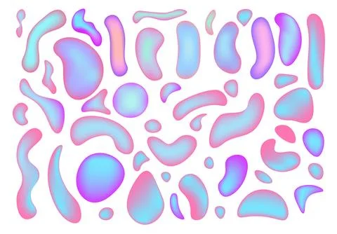 Set isolated elements of holographic chameleon design palette of shimmering.. Illustrazione stock