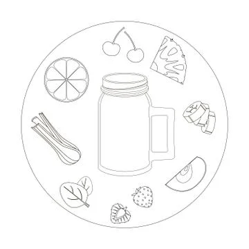 Set isolated elements for the smoothies Stock Illustration
