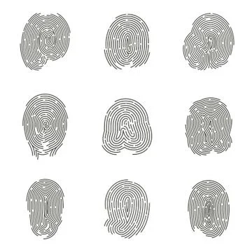Set of isolated fingerprints Stock Illustration