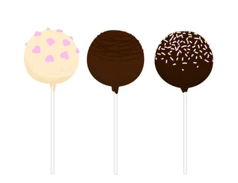 Set of isolated flat cake pop Stock Illustration