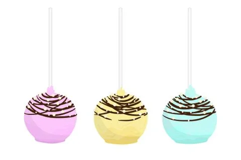 Set of isolated flat cake pop Illustrazione stock