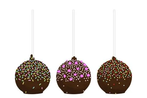Set of isolated flat cake pop Stock Illustration