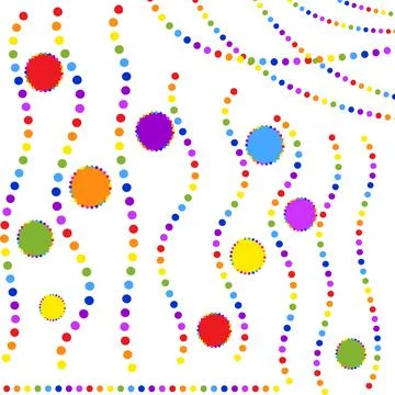 Set of isolated flat coloured garlands round. Suitable for design. Stock Illustration