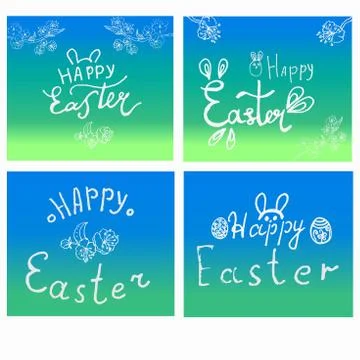 Set isolated from four gradient background decorated with doodle simbols Illustrazione stock